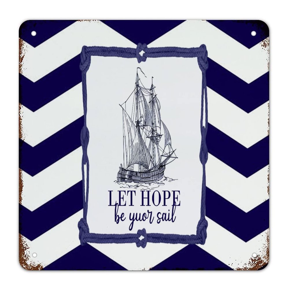 Colour Anchor Decor Signs Nautical Beach Decor Sea Turtle Wisdom Metal Tin Sign Tuscan Wall Art Retired Shabby Chic Farmhouse Home Decor for Bedroom Cafe Bar Office Garage 12x12 Inch
