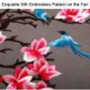 Classic Round Fan,Exquisite Embroidery&Semi-Transparent Silk Cloth Surface,10+ Optional Patterns,Diameter 8.3in, (Pattern 2 - Peach Blossom and Butterfly) view 4