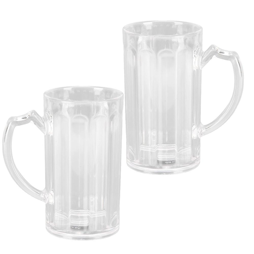 2Pcs Beer Mug 500ML Large Capacity Glass Mug Pub Beer Mugs with Handle Heavy Base Fun Entertainment Beverage Drinking Cups for Water Wine Cold Drinks
