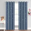 NICETOWN Star Curtains for Kids Bedroom, Cutout Star Starry Sky Room Darkening Window Curtains for Nursery, Grommet Top Thermal Insulated Drapes for Home Decor, 1 Panel, Stone Blue, 52" x 63" view 1