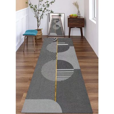 Modern Grey Gold Carpet Runners for Hallway, Width 60cm/70cm/80cm/100cm Indoor Home Decoration Corridor/Kitchen/Bedroom/Entryway Non-Slip Floor Mat (Size : 2 ft x 9.8 ft)