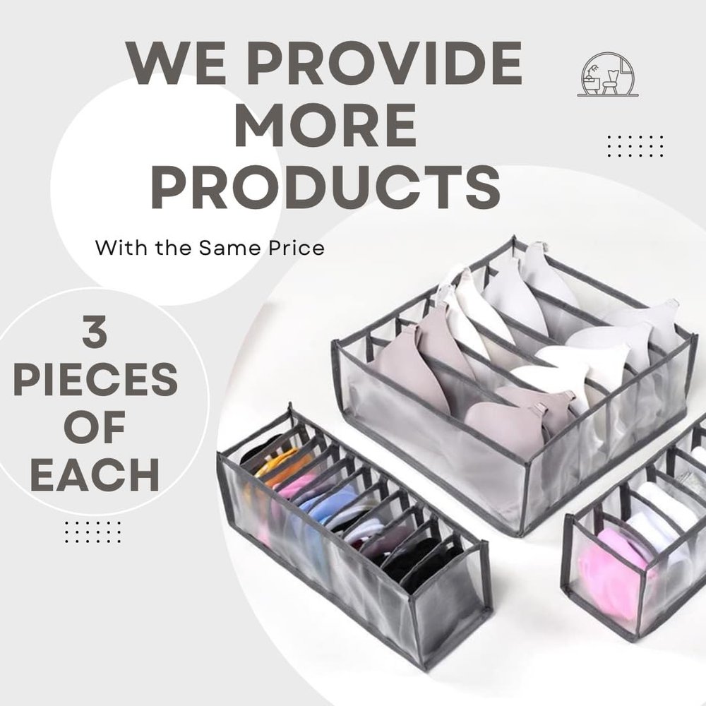 9 Pcs Underwear Drawer Organizer Foldable Fabric Storage Box Underwear Bra Organizer Socks Briefs Storage Drawer Organizer For Dresser Drawers