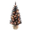 3 ft Pre-lit Black Tree, 97 Tips, 50 UL Clear Incandescent Lights, Burlap Base view 1