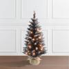3 ft Pre-lit Black Tree, 97 Tips, 50 UL Clear Incandescent Lights, Burlap Base view 2
