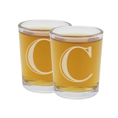 2pk Etched Monogram 2.5oz Shot Glasses (Letter C) A-Z Personalized shot glass, Custom shot glasses, Set of two Shot Glasses, Initial Birthday Gift shot glass Cute