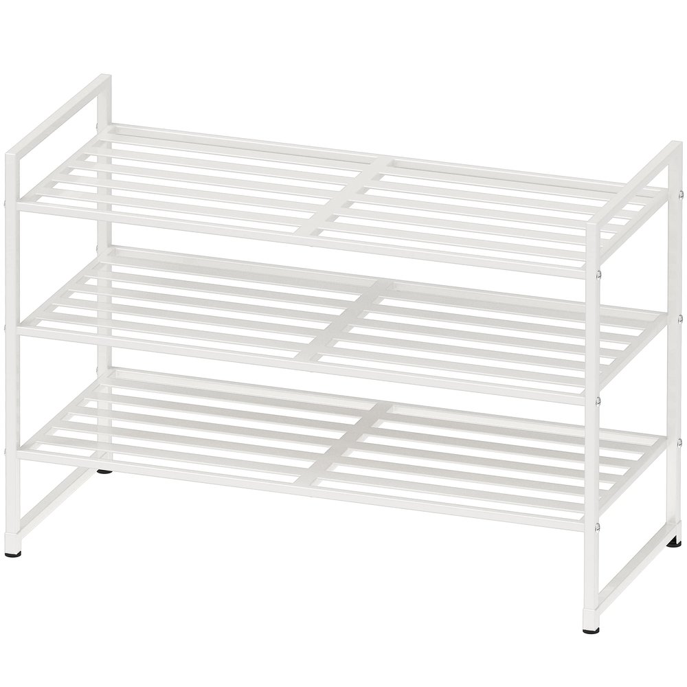 Simple Houseware 3-Tier Stackable Metal Panel Shoes Rack, White
