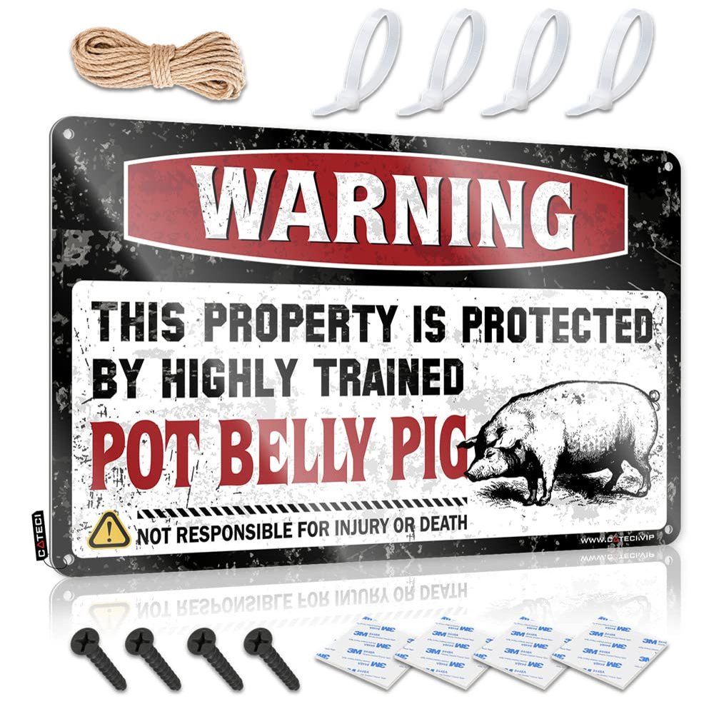 Little Man Cave Tin Sign Warning This Property is Protected by A Highly Trained Pot Belly Pig Metal Sign Man Cave Decor Boys Room Decor Man Cave Furniture ( Size : 30X40CM )