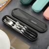 iNKULEER Travel cutlery set, 18/8 stainless steel cutlery, Reusable utensils set with case, Portable Silverware Lunch Box for Camping and Office (Black) view 2