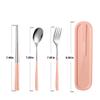 iNKULEER Travel cutlery set, 18/8 stainless steel cutlery, Reusable utensils set with case, Portable Silverware Lunch Box for Camping and Office (Pink) view 3