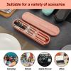 iNKULEER Travel cutlery set, 18/8 stainless steel cutlery, Reusable utensils set with case, Portable Silverware Lunch Box for Camping and Office (Pink) view 4