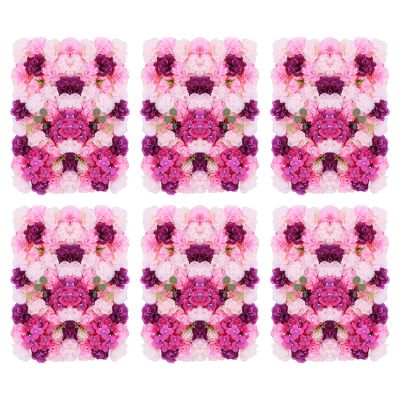 24*16 in Artificial Flower Wall Panels 6-Piece Set - Pink & Purple Realistic Silk Floral Backdrop for Weddings, Parties & Home Decor | Indoor/Outdoor DIY Wall Decor with Dahlia, Hydrangea & Eucalyptus