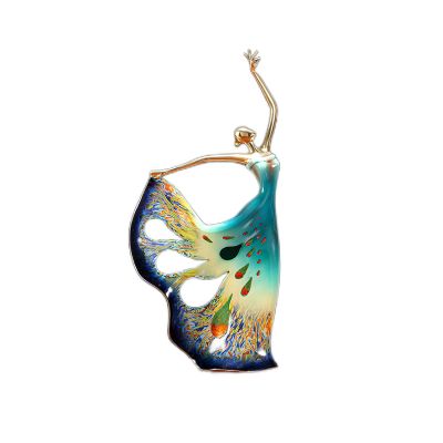 Premium Brass Peacock Dancer Figurine Sculpture Dancing Girl Statue Home Ornament,Living Room Bedroom Wine Cabinet Office Desk TV Cabinet Decor (Blue)