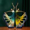 Premium Brass Peacock Dancer Figurine Sculpture Dancing Girl Statue Home Ornament,Living Room Bedroom Wine Cabinet Office Desk TV Cabinet Decor (Blue) view 4
