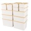 ANMINY 12PCS Plastic Storage Bins Containers with Lids, Large White Storage Organization Bins Boxes, Lidded Plastic Storage Baskets for Closet Shelves Desktop, Wheat Lids, 2XL + 4L + 2M + 4S view 1