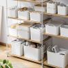 ANMINY 12PCS Plastic Storage Bins Containers with Lids, Large White Storage Organization Bins Boxes, Lidded Plastic Storage Baskets for Closet Shelves Desktop, Wheat Lids, 2XL + 4L + 2M + 4S view 3
