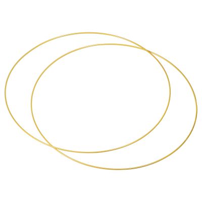 PATIKIL 20 Inch Round Metal Floral Hoop, 2 Pcs Plated Wreath Frame Macrame Ring, for Wedding Geometric Decor Party Wall Hanging, Gold Tone