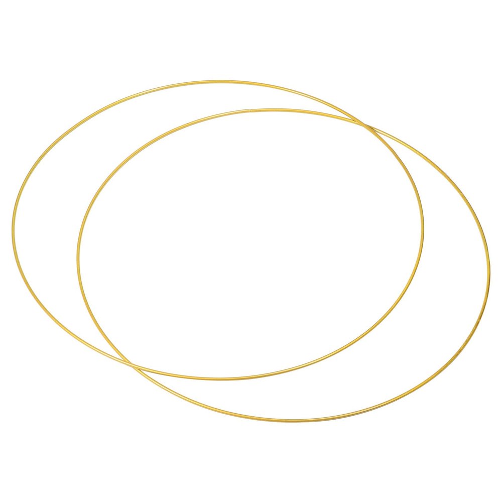 PATIKIL 20 Inch Round Metal Floral Hoop, 2 Pcs Plated Wreath Frame Macrame Ring, for Wedding Geometric Decor Party Wall Hanging, Gold Tone