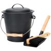 1.5-Gallon Metal Ash Bucket with Lid, Shovel, Broom - For Fireplaces, Wood Stoves view 1