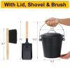 1.5-Gallon Metal Ash Bucket with Lid, Shovel, Broom - For Fireplaces, Wood Stoves view 2
