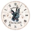 Love My Frenchie Hanging Wall Clock Shabby Chic Retro 15inch Round Wall Clock Frenchie Wall Clocks Quartz Battery Operated Silent Wood Wall Clocks for Laundry Room Bedroom Dog Mom Birthday Gift view 1