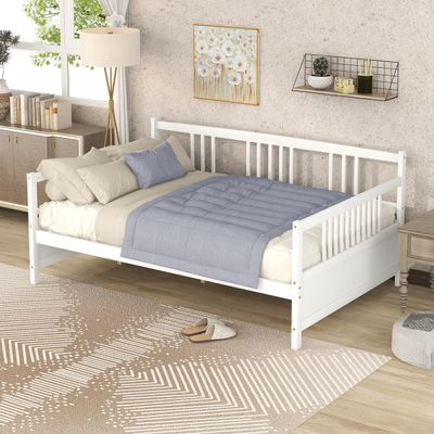 Harper & Bright Designs Full Daybed Frame, Solid Wood Daybed Frame, No Box Spring Needed (White)