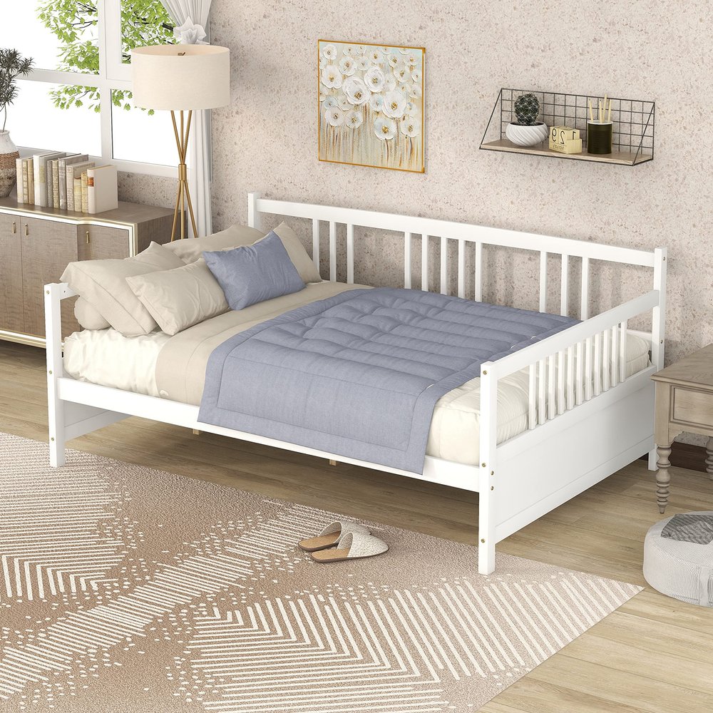 Harper & Bright Designs Full Daybed Frame, Solid Wood Daybed Frame, No Box Spring Needed (White)