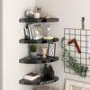 Floating Corner Shelves 4 pcs,Floating Wall Shelf,Wall Shelf for Bedroom,Corner Bathroom Shelf,Invisible Mounting System,for Bathroom, Living Room, Bedroom, Kitchen,High Gloss Black 13.8"x13.8"x1.5" view 1