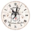 Love My Siberian Husky Clock for Wall Farmhouse 10inch Round Wall Clock Siberian Husky Clock Battery Operated Quartz Silent Home Decorative Clocks for Bathroom Bedroom Birthday Gift to Dog Mom view 1