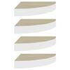 Wall Corner Shelves 4 pcs,Floating Wall Shelf,Wall Shelf for Bedroom,Corner Bathroom Shelf,Invisible Mounting System,for Bathroom, Living Room, Bedroom, Kitchen,Oak and White 9.8"x9.8"x1.4" MDF view 3