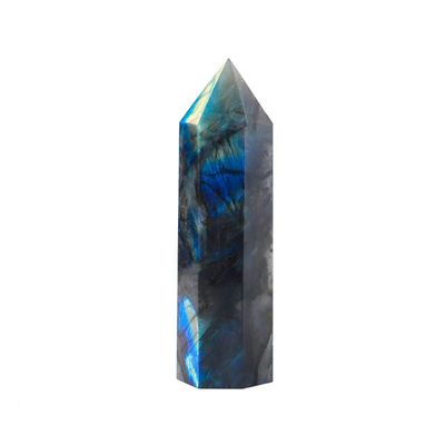 Natural Meditation Crystal 12x3.5cm Natural Moon Labradorite Crystal Column, for Home Decoration Crystal Stone (Color : Labradorite, Size : 12x3.5cm)