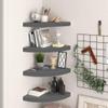 Floating Corner Shelves 4 pcs,Floating Wall Shelf,Wall Shelf for Bedroom,Corner Bathroom Shelf,Invisible Mounting System,for Bathroom, Living Room, Bedroom, Kitchen,High Gloss Gray 13.8"x13.8"x1.5" view 1