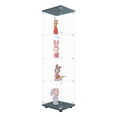 Yoluckea Floor Stand Glass Display Cabinet Modern Curio Cabinet with 4 Shelves and Door 5.4 Feet Tall Clear Glass Storage Cabinet for Living Room Bedroom Study Room - Upgrade Assembly