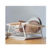 Dish Rack Drainer with Drip Tray Kitchen Cutlery Basket Dish Drainer with Wooden Handles Dish Drainer Suitable for Any Kitchen Worktop view 4