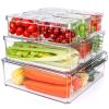 10 Pack Refrigerator Pantry Organizer Bins, Stackable Fridge Organizer Bins with Lids, Clear Plastic Food Storage Bins for Kitchen, Countertops, Cabinets, Fridge, Drinks, Fruits, Vegetable, Cereals view 1