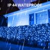 Dazzle Bright Christmas Net Lights, 360 LED 12FT x 5 FT Transparent Wire Waterproof Connectable String Lights with 8 Modes Christmas Decoration Outdoor Lights for Bushes Garden Party Holiday (Blue) view 3