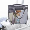 Zerodeko 2pcs Mesh Toiletry Tote Bags for Easy Storage Portable Hanging for Shower Beach and Home Quick-dry Mesh Design Gray view 3