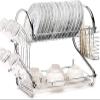 Draining Rack Dish Drainer Rack Kitchen Rust-Proof Stainless Iron Double-Layer Drying Rack with Removable Cutlery Holders Dish Rack view 1