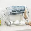 Draining Rack Dish Drainer Rack Kitchen Rust-Proof Stainless Iron Double-Layer Drying Rack with Removable Cutlery Holders Dish Rack view 2