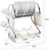 Draining Rack Dish Drainer Rack Kitchen Rust-Proof Stainless Iron Double-Layer Drying Rack with Removable Cutlery Holders Dish Rack view 3