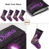 CUXWEOT Personalized Purple Butterfly Christmas Stockings Customize with Name for Family Kids Pet Holiday Decorations Gift 17.52 x 7.87 Inch view 4