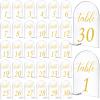 Vicenpal 4 x 6 Inch 30 Sets Acrylic Gold Table Numbers 1-30 Clear Table Signs Display Stand for Wedding Reception Event Party Centerpieces Decor view 1