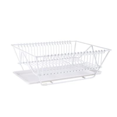Dish Drainer Dish Drainer Dish Drainer with Drip Tray Dish Drainer Kitchen Utensil for Kitchen Sink Plates and Cutlery (Color : White)