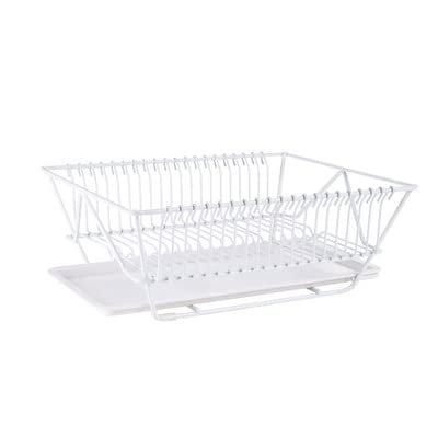 Dish Drainer Dish Drainer Dish Drainer with Drip Tray Dish Drainer Kitchen Utensil for Kitchen Sink Plates and Cutlery (Color : White)