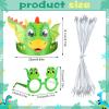 Woanger 48 Pcs Dinosaur birthday Supplies Include 24 Dinosaur Paper Hats 24 Adjustable Sunglasses with Ropes for Birthday Christmas Halloween Animal Themed Celebration Decoration view 2