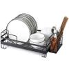 2 Tier Dish Drainer Rack Portable Dish Rack-Kitchen Sink 304 Stainless Steel Single-Layer Large-Capacity Dish Drain Basket Storage Container with Removable Cutlery Holders (Color : Black) view 1