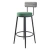KWOKING Modern Armless Backrest Counter Stool Iron Household Bar Stool with Cushion & Pedal Light Luxury High Stool Nordic Bar Chair Front Desk High Chair Green 1 Piece Bar Stool(30" H) view 1