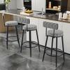 KWOKING Modern Armless Backrest Counter Stool Iron Household Bar Stool with Cushion & Pedal Light Luxury High Stool Nordic Bar Chair Front Desk High Chair Green 1 Piece Bar Stool(30" H) view 2