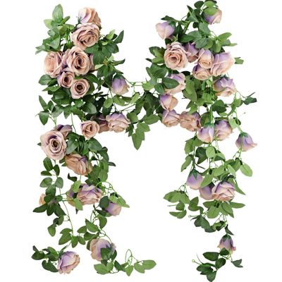 FiveSeasonStuff Smoky Purple Rose Silk Flower Garland Artificial Flowers Decoration Hanging Floral Dcor for Wedding Baby Shower Birthday Party Garden 29 Ft 4 Pack