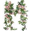 FiveSeasonStuff Smoky Purple Rose Silk Flower Garland Artificial Flowers Decoration Hanging Floral Dcor for Wedding Baby Shower Birthday Party Garden 29 Ft 4 Pack view 1