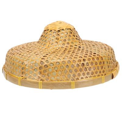 GANAZONO Woven Hat Asian Straw Hat Fancy Dress Vietnamese Japanese Straw Cone for Garden Farmer Fishing 36.5x14cm Yellow